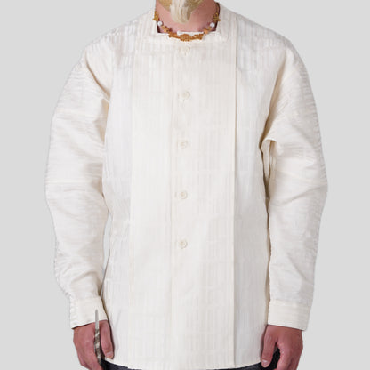 Square neck Shirt White Lattice