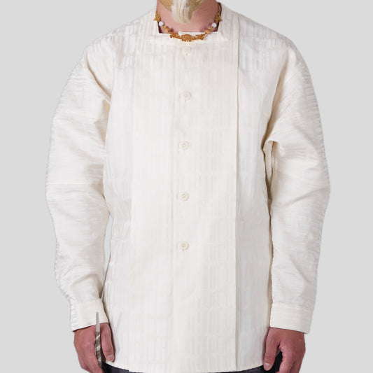 Square neck Shirt White Lattice