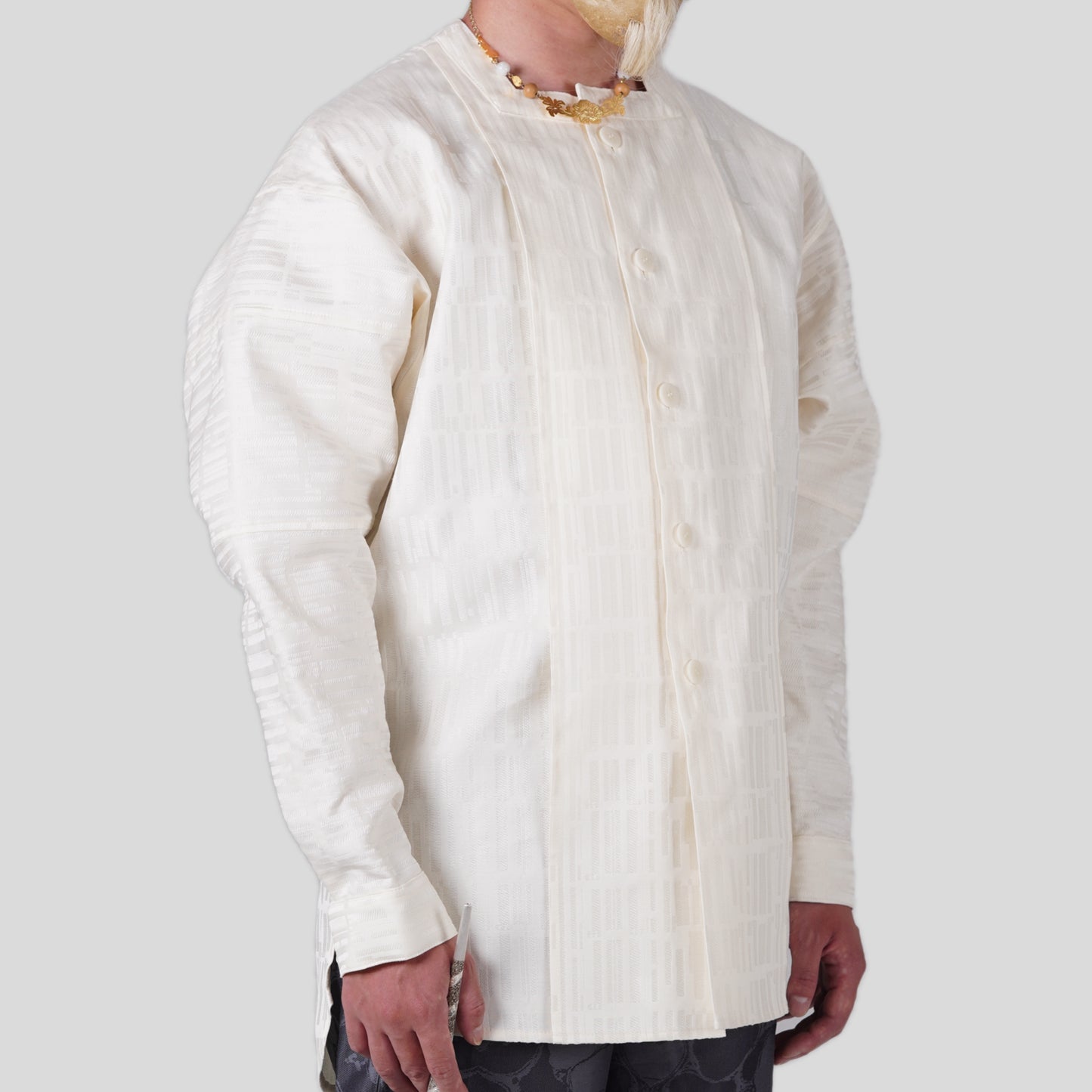 Square neck Shirt White Lattice