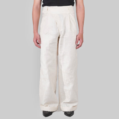 Wide Trousers White Lattice