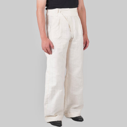 Wide Trousers White Lattice