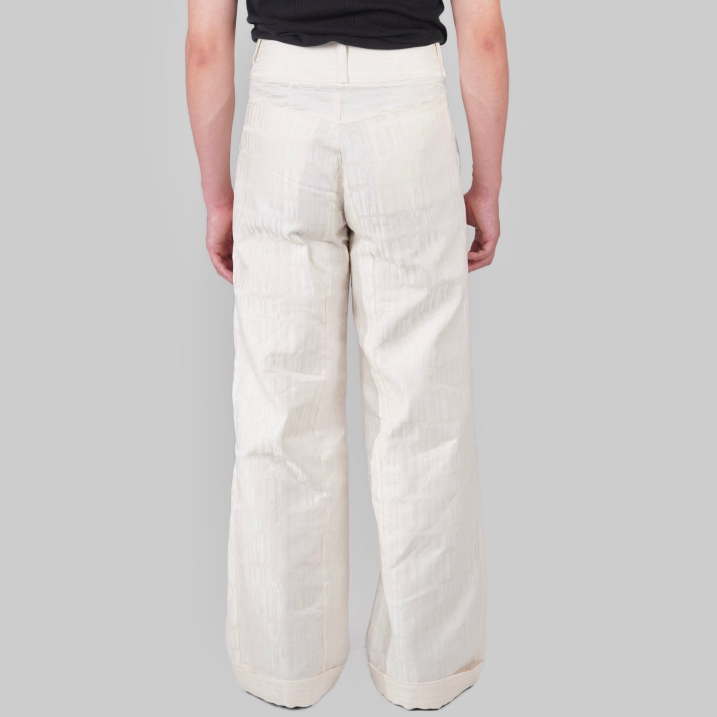 Wide Trousers White Lattice