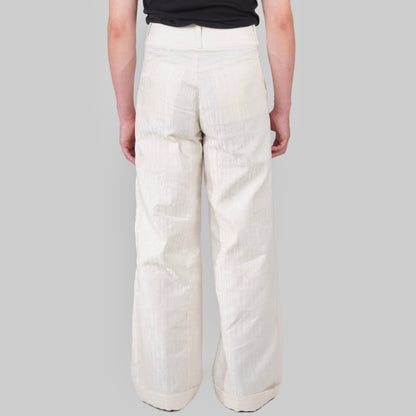 Wide Trousers White Lattice
